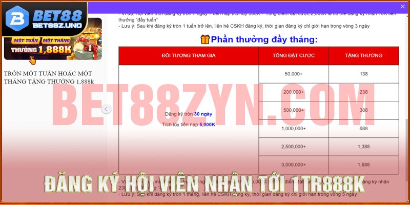 Đăng ký hội viên, nhận ngay tới 1888K 