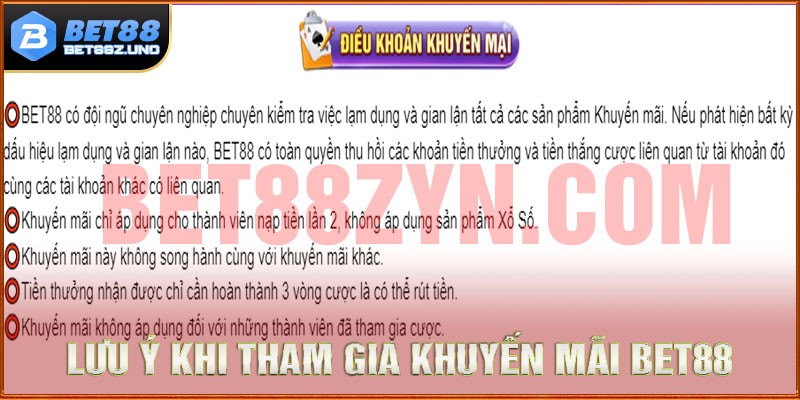 Một số lưu ý khi tham gia khuyến mãi hội viên mới tại Bet88